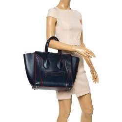 Pre Owned Celine Blue Leather Mini Luggage Tote