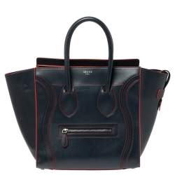Pre Owned Celine Blue Leather Mini Luggage Tote