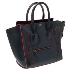 Pre Owned Celine Blue Leather Mini Luggage Tote