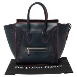 Pre Owned Celine Blue Leather Mini Luggage Tote