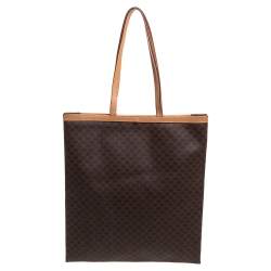 Pre Owned Celine Brown Macadam Coated Canvas and Leather Tote