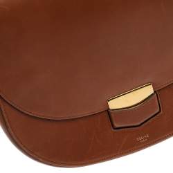 Pre Owned Celine Brown Leather Medium Trotteur Shoulder Bag