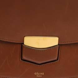 Pre Owned Celine Brown Leather Medium Trotteur Shoulder Bag