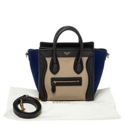 Pre Owned Celine Multicolor Leather and Suede Nano Luggage Tote