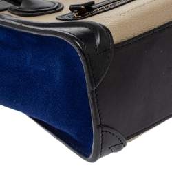 Pre Owned Celine Multicolor Leather and Suede Nano Luggage Tote