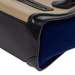 Pre Owned Celine Multicolor Leather and Suede Nano Luggage Tote