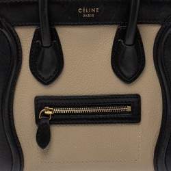 Pre Owned Celine Multicolor Leather and Suede Nano Luggage Tote