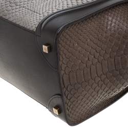 Pre Owned Celine Tri Color Python and Leather Mini Luggage Tote