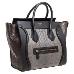 Pre Owned Celine Tri Color Python and Leather Mini Luggage Tote