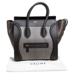 Pre Owned Celine Tri Color Python and Leather Mini Luggage Tote