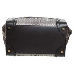 Pre Owned Celine Tri Color Python and Leather Mini Luggage Tote