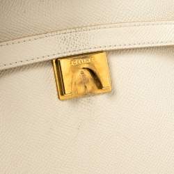 Pre Owned Celine Cream Leather Mini Belt Top Handle Bag