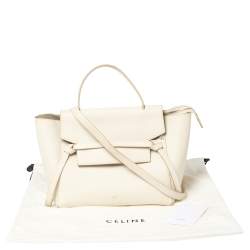 Pre Owned Celine Cream Leather Mini Belt Top Handle Bag