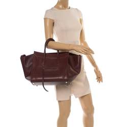 Pre Owned Celine Burgundy Leather Medium Phantom Luggage Tote 