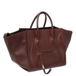 Pre Owned Celine Burgundy Leather Medium Phantom Luggage Tote 