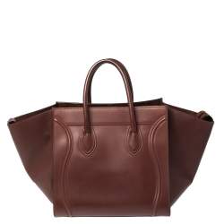 Pre Owned Celine Burgundy Leather Medium Phantom Luggage Tote 