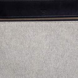 Pre Owned Celine Black/Ivory Leather and Canvas Medium Edge Top Handle Bag