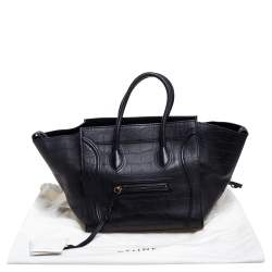 Pre Owned حقيبة يد لاغيدج سيلين فنتوم متوسطة جلد نقش تمساح سوداء