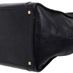 Pre Owned حقيبة يد لاغيدج سيلين فنتوم متوسطة جلد نقش تمساح سوداء