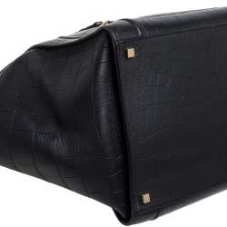 Pre Owned حقيبة يد لاغيدج سيلين فنتوم متوسطة جلد نقش تمساح سوداء