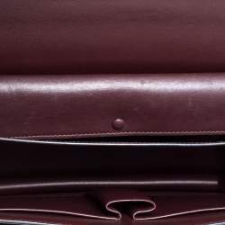 Pre Owned Celine Dark Burgundy/Grey Leather And Suede Medium Case Shoulder Bag