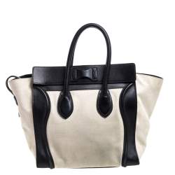 مملوكة مسبقًا Celine Black/Ivory Canvas and Leather Mini Luggage Tote