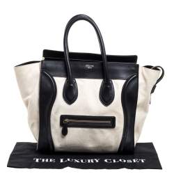 مملوكة مسبقًا Celine Black/Ivory Canvas and Leather Mini Luggage Tote