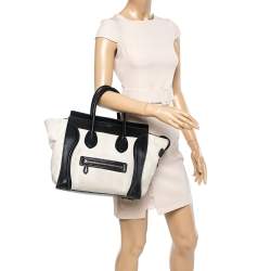 مملوكة مسبقًا Celine Black/Ivory Canvas and Leather Mini Luggage Tote