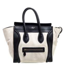 مملوكة مسبقًا Celine Black/Ivory Canvas and Leather Mini Luggage Tote