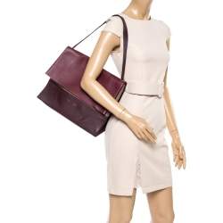 Pre Owned Celine Tri Color Leather And Suede All Soft Shoulder Bag