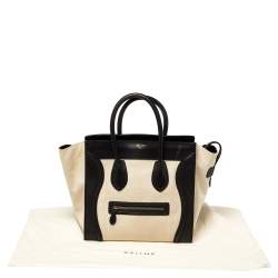Pre Owned حقيبة يد سيلين ميني لاغيدج جلد وكانفاس سوداء/ بيج