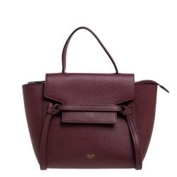 Celine Burgundy Leather Nano Belt Top Handle Bag Celine TLC