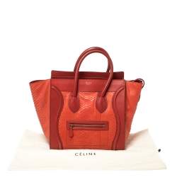 Pre Owned Celine Red Python Mini Luggage Tote