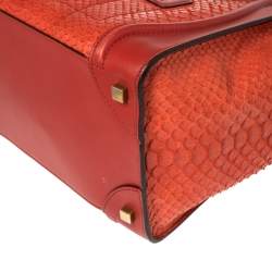 Pre Owned Celine Red Python Mini Luggage Tote