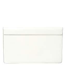 Pre Owned Celine White/Black Leather Diamond Clutch