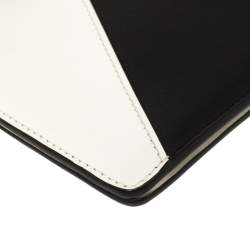 Pre Owned Celine White/Black Leather Diamond Clutch