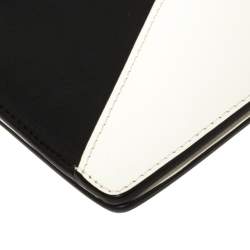 Pre Owned Celine White/Black Leather Diamond Clutch
