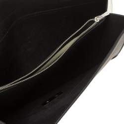 Pre Owned Celine White/Black Leather Diamond Clutch