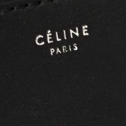 Pre Owned Celine White/Black Leather Diamond Clutch