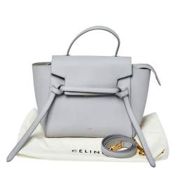 Pre Owned Celine Grey Leather Nano Belt Top Handle Bag