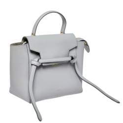 Pre Owned Celine Grey Leather Nano Belt Top Handle Bag
