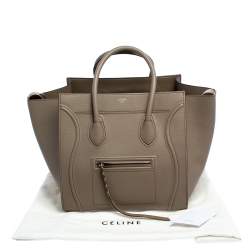 Pre Owned Celine Taupe Leather Medium Phantom Luggage Tote