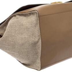 Pre Owned Celine Tricolor Leather and Canvas Large Trapeze Top Handle Bag