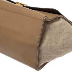 Pre Owned Celine Tricolor Leather and Canvas Large Trapeze Top Handle Bag