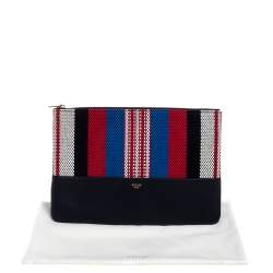 Pre Owned Celine Multicolor Woven Canvas and Leather Solo Clutch