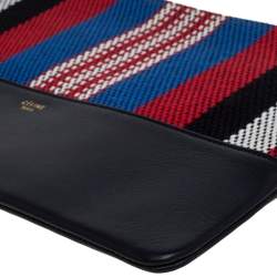 Pre Owned Celine Multicolor Woven Canvas and Leather Solo Clutch