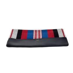 Pre Owned Celine Multicolor Woven Canvas and Leather Solo Clutch