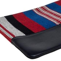 Pre Owned Celine Multicolor Woven Canvas and Leather Solo Clutch