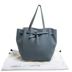 Pre Owned Celine Powder Blue Soft Grained Leather Small Cabas Phantom Tote