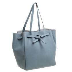 Pre Owned Celine Powder Blue Soft Grained Leather Small Cabas Phantom Tote